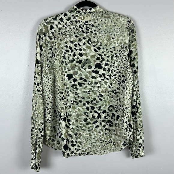 Cloth & Stone Leopard Print Lyocell Long Sleeve Button Down Shirt Large Grey - Picture 11 of 12
